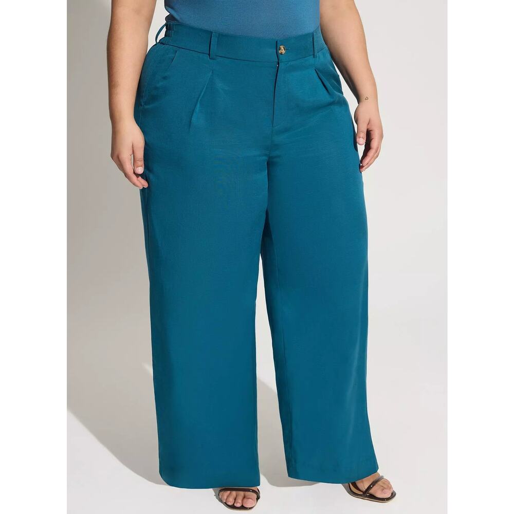NWT Torrid Studio Pull On Wide Leg Linen Blend High-Rise Pant Plus Size: 18R